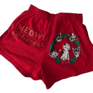 Soffe Y2K Meowy Christmas Cat Kitten Festive Women's Shorts Size XS